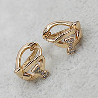Серёжки женские золотистого цвета Xuping Jewelry кольцо конго Бантики с камушками 18K