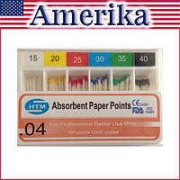 Бумажные штифты 04 #15-40 (Ассорти), Absorbent Paper Points 15-40(Ass)/04 (HTM) 100 шт