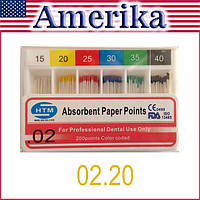 Бумажные штифты 02 #20, Absorbent Paper Points 20/02 (HTM) 200 шт