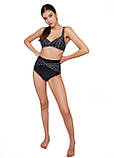 Роздільний купальник в чорний горошок з високою талією, фото 2