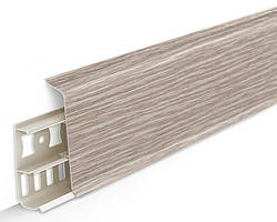 Підлоговий плінтус прямої форми розбірної з прогумованими краями 70 мм, 2,2 м Дуб латте