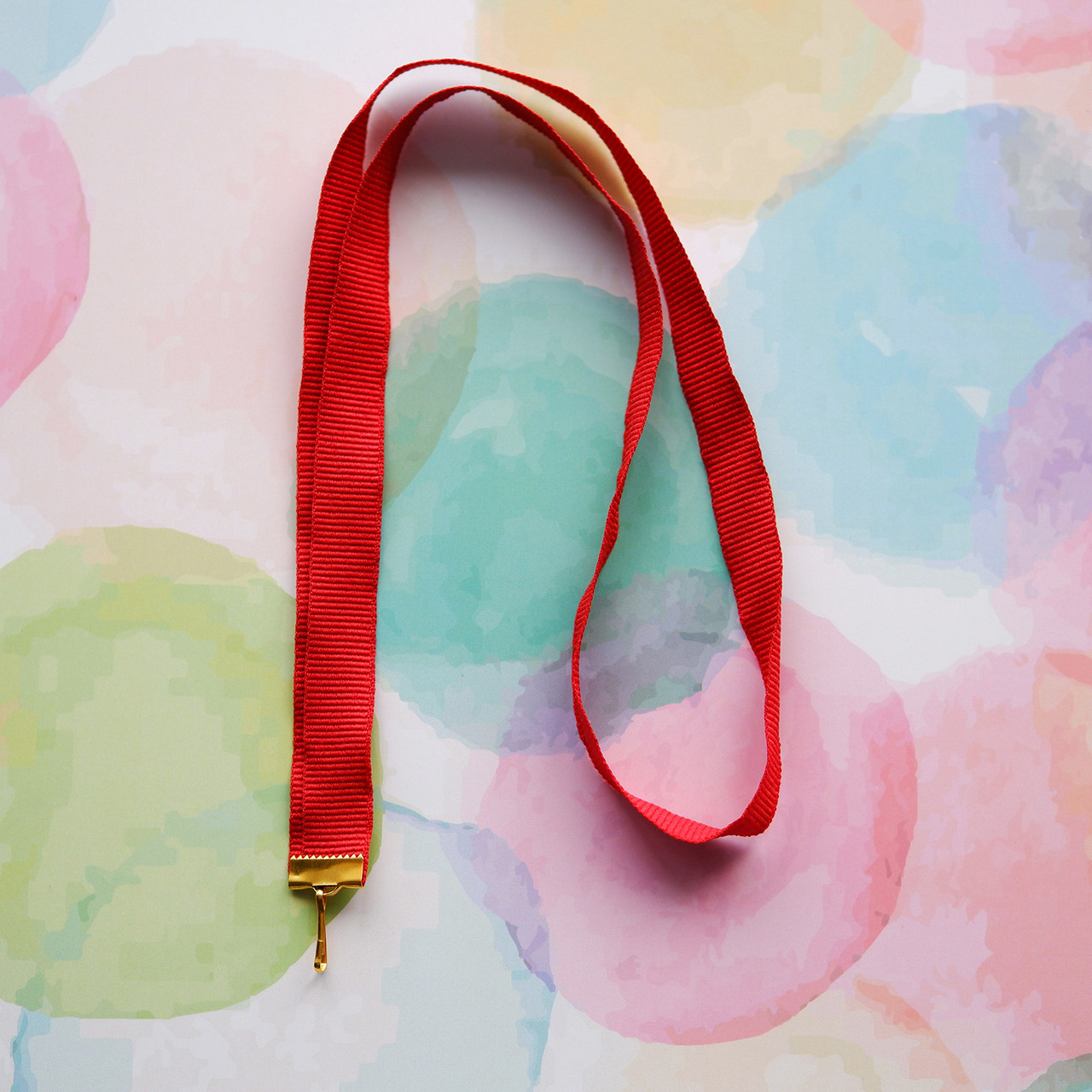 Репсова стрічка для медалей і нагород, червона, 15мм, 75см