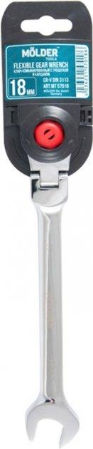 Ключ комбінований MOLDER з трещіткою та карданом CR-V, 18 мм (5/100), фото 1