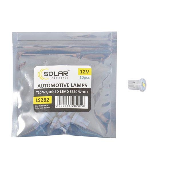 Solar LED 12V T10 W2.1x9.5d 1SMD 5630 white 10 шт. підлога., фото 1