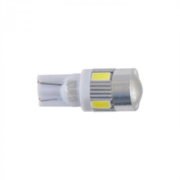 Solar LED 12V T10 W2.1x9.5d 6SMD 5630 with lens white 10шт. пол.пак., фото 1