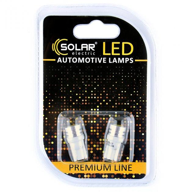 LED SOLAR 12V T10 W2.1x9.5d 1SMD 1W white блістер 2шт. (600шт.)