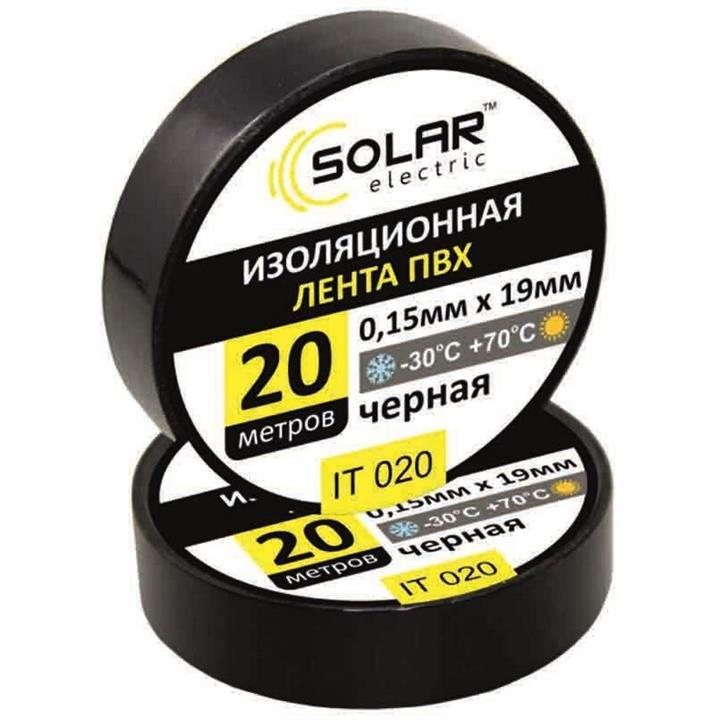 Стрічка ізоляційна ПВХ SOLAR 0.13mm x 19mm, 20м, чорна (10/200шт.), фото 1