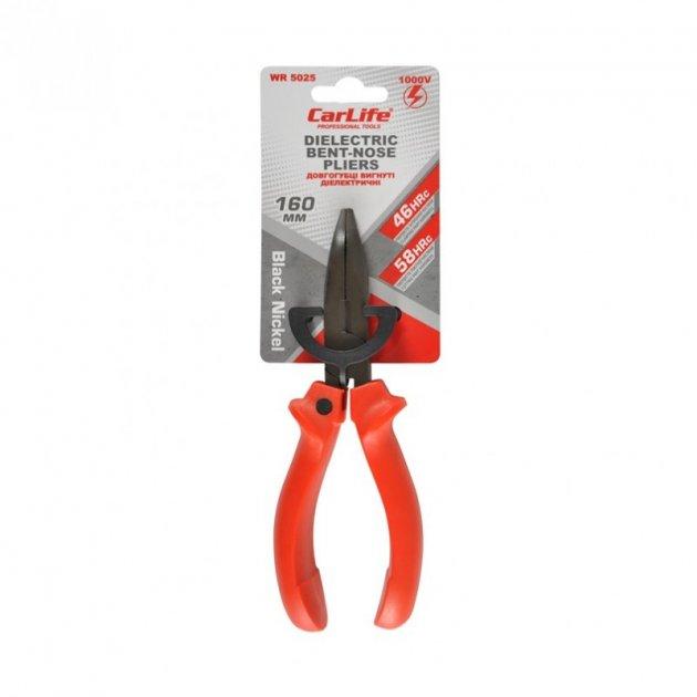 Плоскогубці вигнуті діелектричні CARLIFE 160мм 1000В, чорний нікель (6/60шт./ящ.), фото 1
