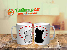 Чашка з принтом на день Валентина "Котики"
