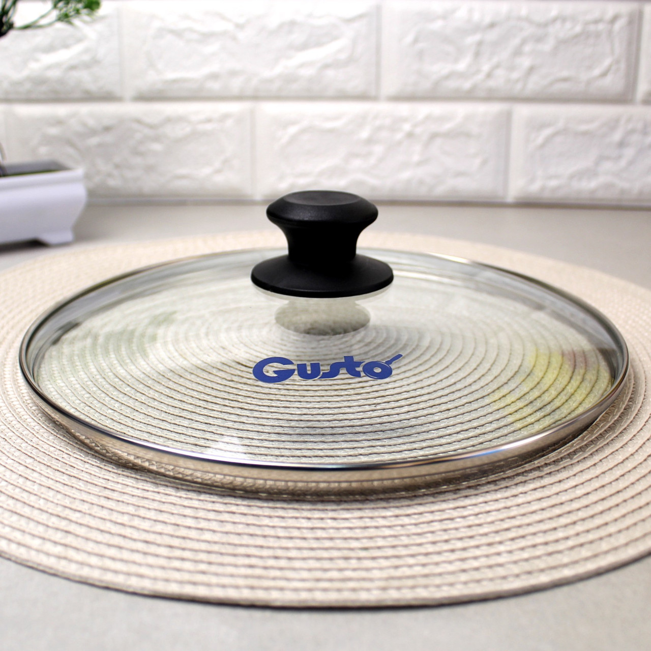 Скляна кришка з отвором для пари 28 см для кухонного посуду