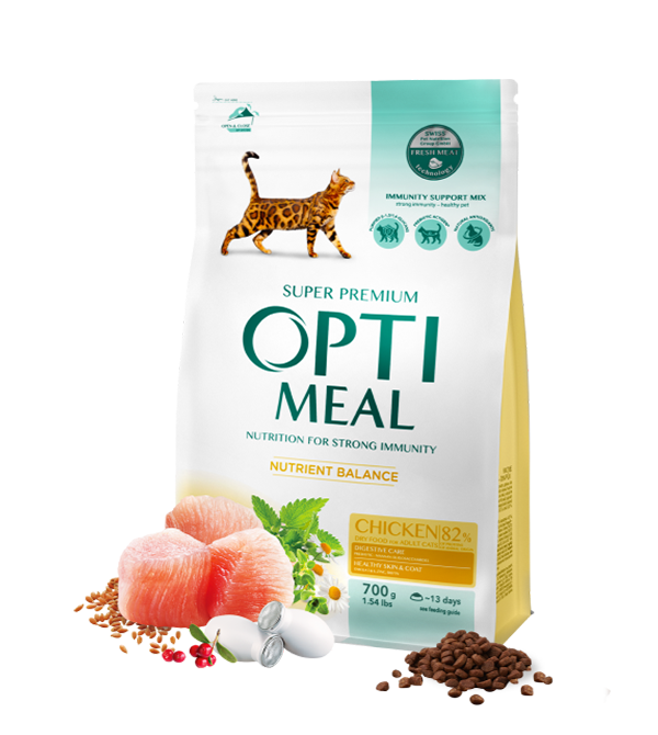 Optimeal 700 г з куркою сухий для дорослих котів та кішок