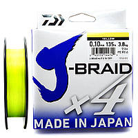 Шнур Daiwa J-Braid X4E 0.15mm 6.9kg 135m Yellow