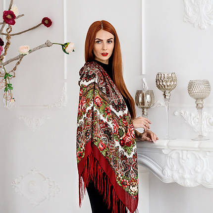 Павлопосадська шерстяна хустина Аромат осені, фото 2