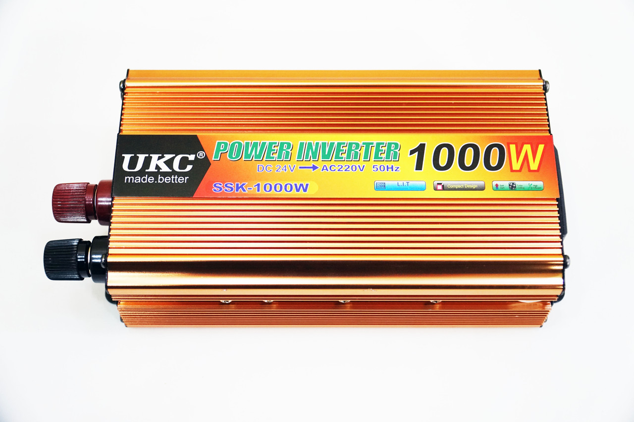 Інвертор UKC 1000W 24V Перетворювач струму AC/DC Gold