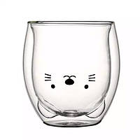 Стакан c подвійними стінками Подвійним дном Котик 250 ml cup004