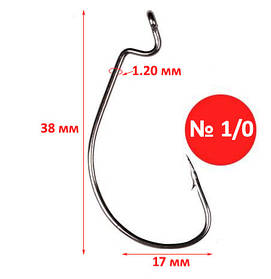 Офсетний гачок №1/0, 10шт, Black Hole, Корея