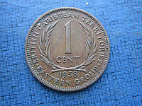 Монета 1 цент Британські Східно-Карибські території 1965 1958 два роки ціна за 1 монету