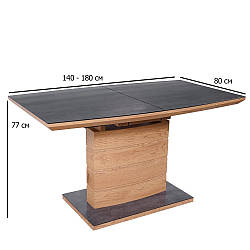 Обідній розсувний прямокутний стіл Halmar Concord 140-180х80 см дуб золотий на одній ніжці