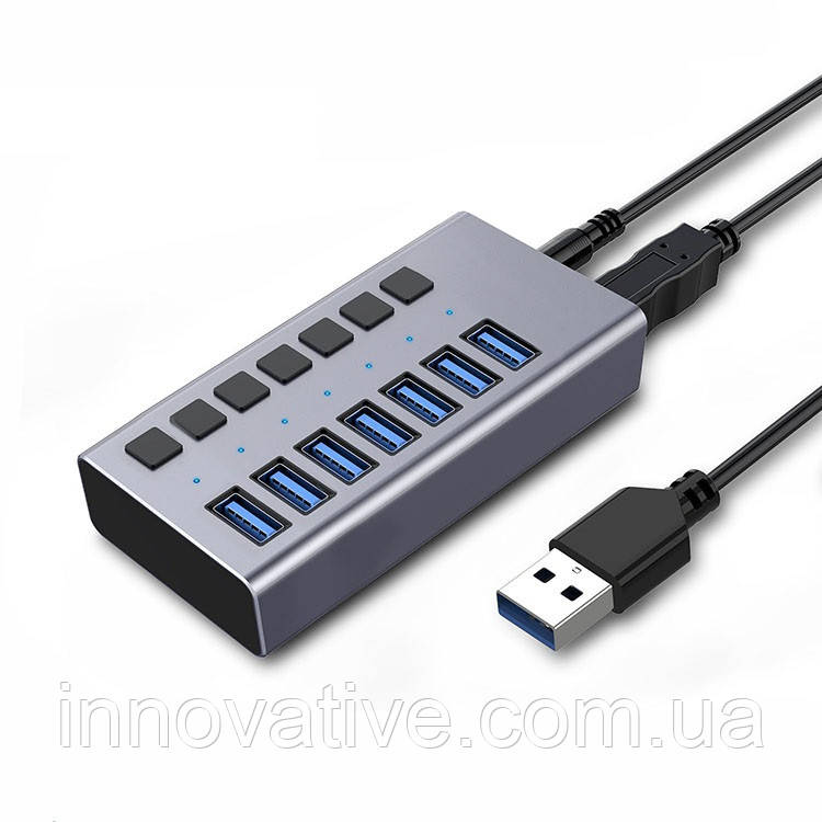 USB hub Acasis H707 на 7 портів USB 3.0 (Сірий)