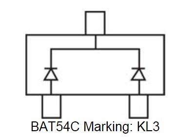 BAT54C (KL3) діод Шоттки 30В 0.2А SOT23