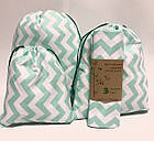 Екомішок із тканини, крафт набір із 3 шт. Бязь, що самозатягуються., фото 3