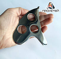 Скребок (блейд) Гуа Ша металевий "Хвиля" з овальними гранями, з круглим наконечником для фасціального масажу