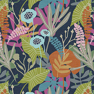 Меблева тканина Jungle Navy 381177/2010, велюр з принтом
