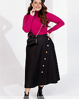 Женственная джинсовая юбка миди Размеры ои 48-50 до 68-70