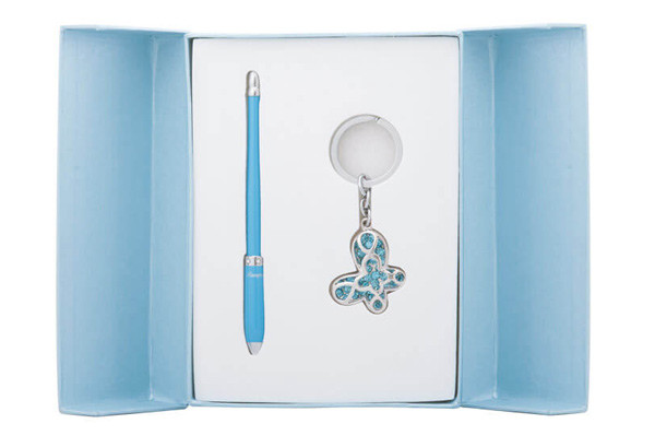 Набір подарунковий LANGRES NIGHT MOTH ручка кулькова + брелок, синій - фото 1 - id-p1559305330