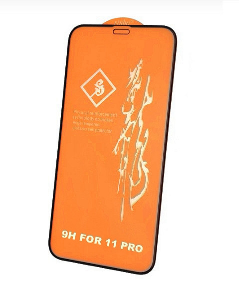 Захисне скло 6D Rinbo на весь екран для iPhone 11 Pro чорне клей по всій поверхні