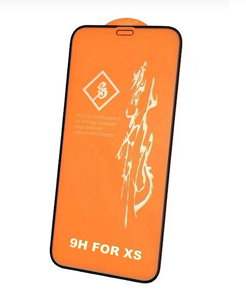 Захисне скло 6D Rinbo на весь екран iPhone Xs чорний клей по всій поверхні