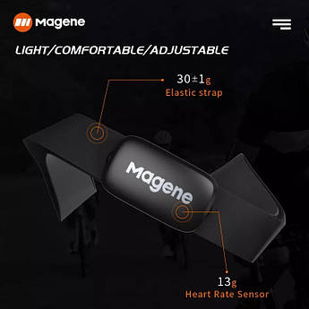 Нагрудний датчик пульсу Magene H64 (H003). ANT+& BLUETOOTH датчик серцевого ритму
