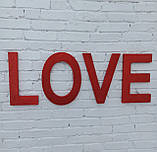 Великі червоні глітерні літери лав лове на стіну. Декор до дня Святого Валентина, фото 3