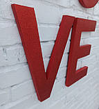 Великі червоні глітерні літери лав лове на стіну. Декор до дня Святого Валентина, фото 4
