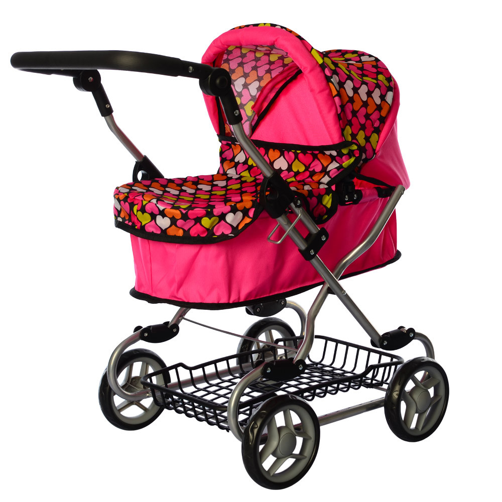 Коляска для ляльок і пупсів металева з кошиком мікс кольорів, фото 1