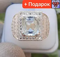 Срібне кільце з натуральним аквамарином 8 грамів 38.3 x 24 x 11mm