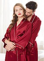 Парні халати для чоловіка та дружини фемелі лук шовкові атласні (40-52 XS-3XXL), фото 2