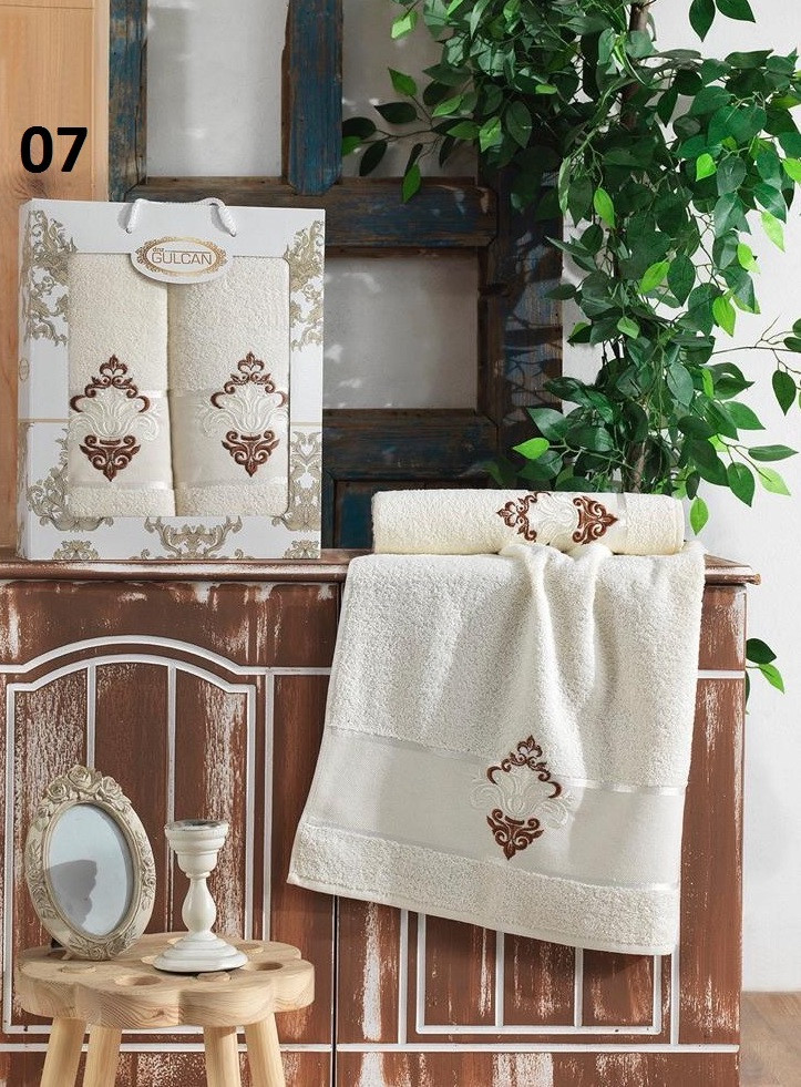 Набір Турецьких Махрових Рушників Gulcan Damask Молочний