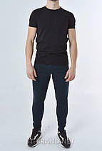 S (46). Демісезонні чоловічі спортивні штани на манжеті / Трикотаж тринитка - темно-сині, фото 5