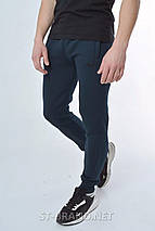 S (46). Демісезонні чоловічі спортивні штани на манжеті / Трикотаж тринитка - темно-сині, фото 2