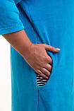 Гарний хатній жіночий халат блакитний велюровий гурт 46-56, фото 3