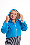 Домашній жіночий блакитний халат велюровий із капюшоном виробник, фото 3