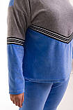 Гарний блакитний жіночий домашній костюм-піжама з велюру 44-52, фото 5