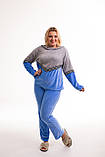 Гарний блакитний жіночий домашній костюм-піжама з велюру 44-52, фото 6