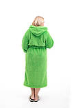 Жіночий домашній махровий халат із капюшоном, салатового кольору 46-56, фото 2