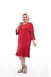 Жіночий велюровий домашній халат червоного кольору 46-56, фото 2