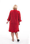 Жіночий велюровий домашній халат червоного кольору 46-56, фото 3