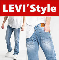 Мужские классические джинсы прямые, джинсовые голубые брюки в стиле Levi s. 32