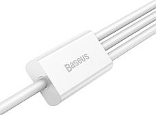 Кабель для зарядки телефона/ смартфона 3в1 Baseus USB-Micro+Lightning+Type-C 1.5м Білий (CAMLTYS-02), фото 4