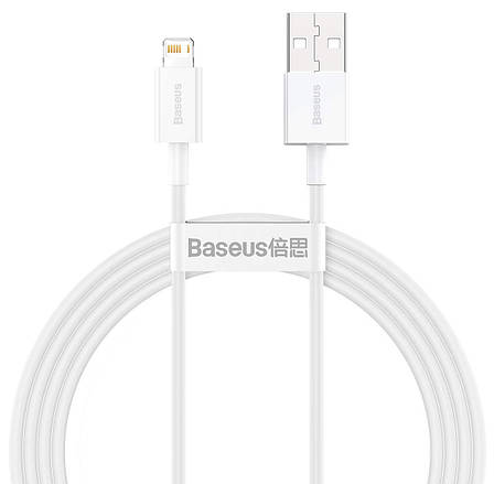 Кабель для зарядки телефона/ смартфона Baseus Superior USB - Lightning 2.4 А 1.5 м Білий (CALYS-B02), фото 1